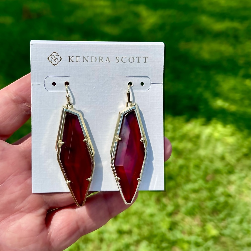 Kendra Scott Geometric Stone Ruby Red Earrings - image 2